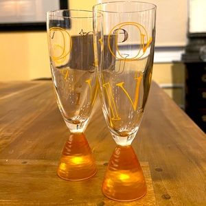 Pair of Vueve Clicquot Alphabet Glasses. In excellent condition. No chips.